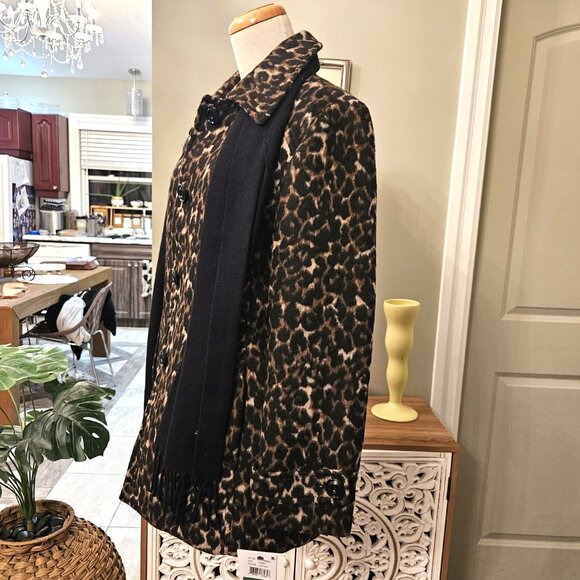 NWT LONDON FOG Single-Breasted Wool Coat with Scarf, Large - Picture 7 of 11